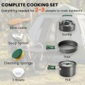 Outsunny Ultralight Aluminium Camping Cookware Set for 2 to 3 People, Pot, Pan and Kettle, Grey