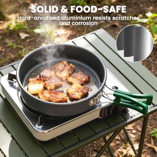 Outsunny Ultralight Aluminium Camping Cookware Set for 2 to 3 People, Pot, Pan and Kettle, Grey-5
