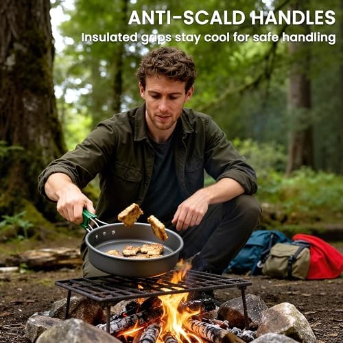 Outsunny Ultralight Aluminium Camping Cookware Set for 2 to 3 People, Pot, Pan and Kettle, Grey-7