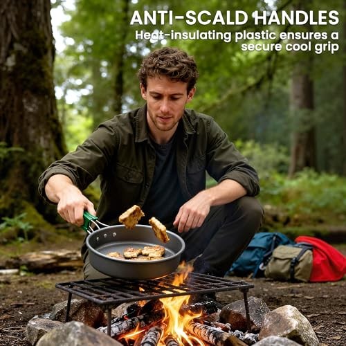 Outsunny Camping Cookware Set for 4-5 People, Lightweight Aluminium Cooking Kit with Anti-Scald Handles, Grey-7
