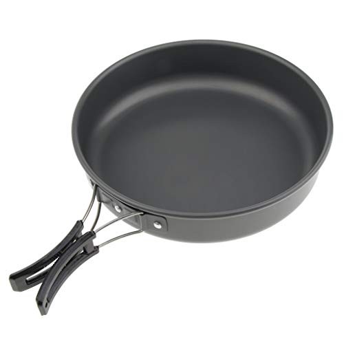 Prettyia 22cm Aluminium Camping Frying Pan with Folding Handle