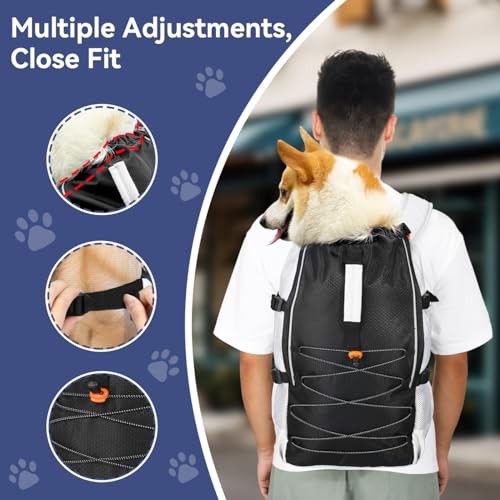 Pawaboo Dog Backpack Carrier for Small and Medium Dogs, Adjustable Breathable Mesh, Chest and Waist Belt, Size M-2
