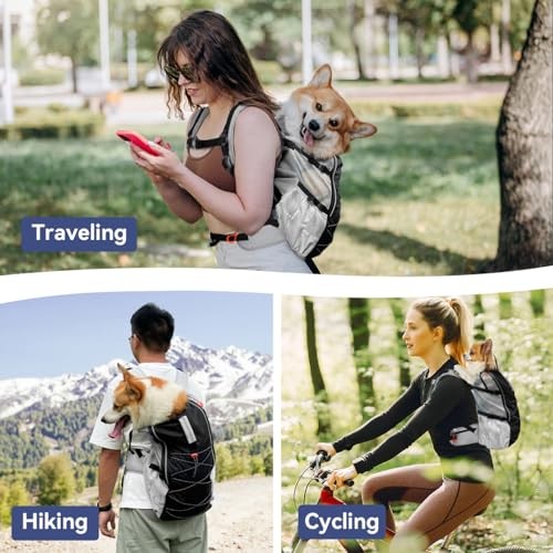 Pawaboo Dog Backpack Carrier for Small and Medium Dogs, Large, Adjustable Breathable Mesh with Chest and Waist Belt-6