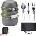 Generic Titanium Alloy Camping Cookware Set for 1-2 Person with Frying Pan and Foldable Handle