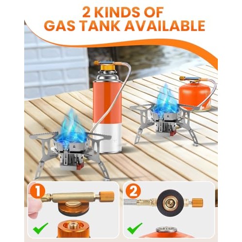 Coyonce Portable Camping Gas Stove, 6800W Burner, 3 Heads-silver-3