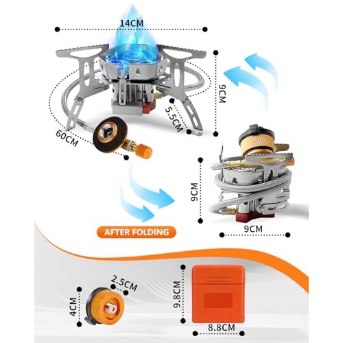Coyonce Portable Camping Gas Stove, 6800W Burner, 3 Heads-silver-5