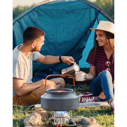 Coyonce 3 Heads Silver Portable Camping Gas Stove Burner, Windproof 3500W with Piezo Ignition, Adapters, Converters and Storage Box-6