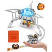 Maraiss Portable Camping Gas Stove, Windproof 3500W Burner, Silver