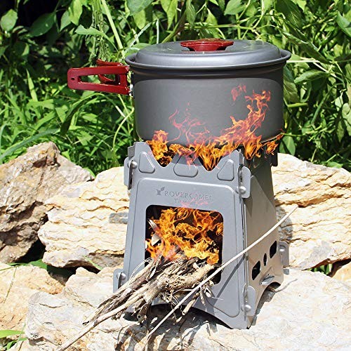 Lixada Type2 Folding Titanium Wood Camping Stove with Storage Pouch-1