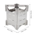 Fyearfly Portable Camping Wood Stove, 10 x 10 cm Mini Foldable Detachable Stainless Steel Wood Stove with Carrying Bag