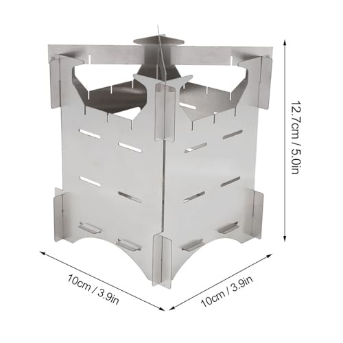 Fyearfly Portable Camping Wood Stove, 10 x 10 cm Mini Foldable Detachable Stainless Steel Wood Stove with Carrying Bag-2