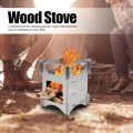 Fyearfly Portable Camping Wood Stove, 10 x 10 cm Mini Foldable Detachable Stainless Steel Wood Stove with Carrying Bag