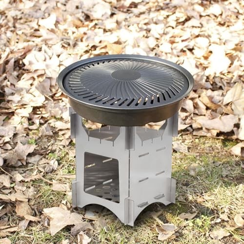 Fyearfly Portable Camping Wood Stove, 10 x 10 cm Mini Foldable Detachable Stainless Steel Wood Stove with Carrying Bag-5