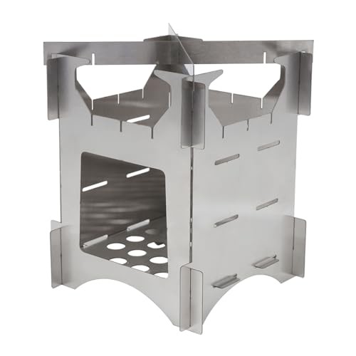 Fyearfly Portable Camping Wood Stove, 10 x 10 cm Mini Foldable Detachable Stainless Steel Wood Stove with Carrying Bag-7