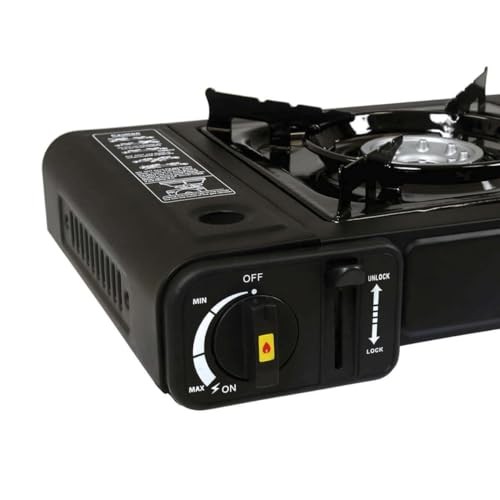 BARGAINS-GALORE Portable Double Gas Cooker Stove with 8 Butane Gas Bottles, Black Grill-7