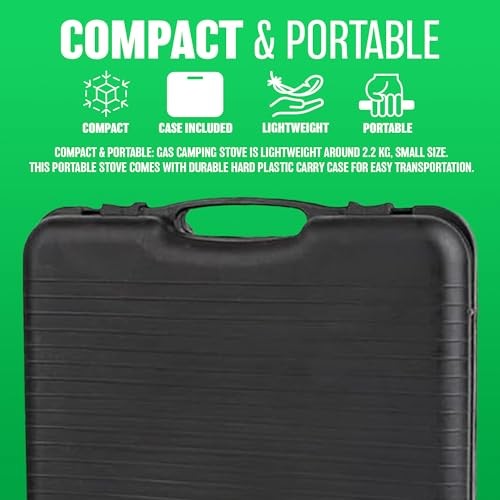 BARGAINS-GALORE Portable Gas Camp Stove with 4 Butane Canisters, Black, with Carry Case-6