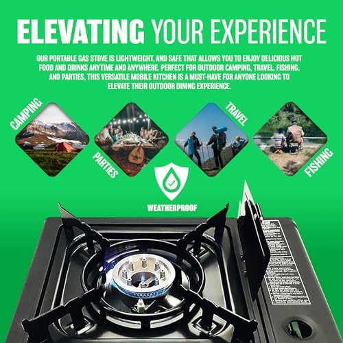 BARGAINS-GALORE Portable Gas Cooker Camp Stove with 8 Butane Gas Canisters, Black, Carry Case-7