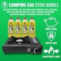 BARGAINS-GALORE Portable Gas Cooker Stove with 4 Butane Gas Bottles, Black with Case