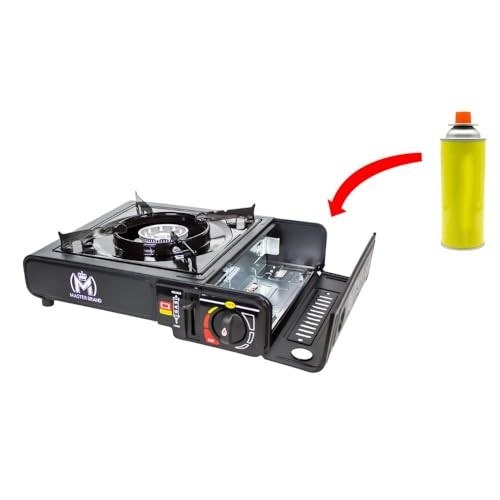 MASTER BRAND Portable Gas Cooker Stove with 8 Butane Canisters and Carry Case, automatic ignition-7