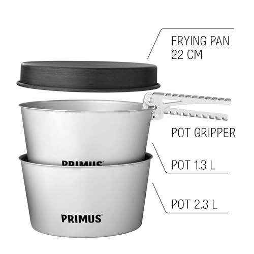 Primus Mimer Kit II camping cooking set with gas stove, 2 pots, frying pan and pot gripper-5