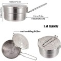 PWPAM Stainless Steel Outdoor Cooking Pot, 1.5L