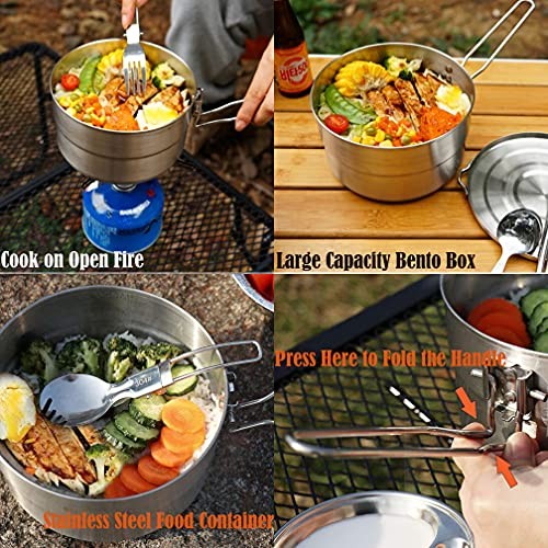 PWPAM Stainless Steel Outdoor Cooking Pot, 1.5L-5