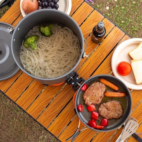 QSMYUYE 2 Burner Foldable Camping Gas Stove, Orange Black-5