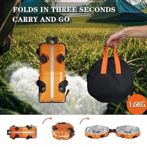 QSMYUYE 2 Burner Foldable Camping Gas Stove, Orange Black-6
