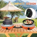 QSMYUYE 2-Burner Foldable Camping Gas Stove, Orange Silver