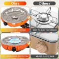 QSMYUYE 2-Burner Foldable Camping Gas Stove, Orange Silver