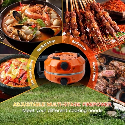 QSMYUYE 2-Burner Foldable Camping Gas Stove, Orange Silver-6