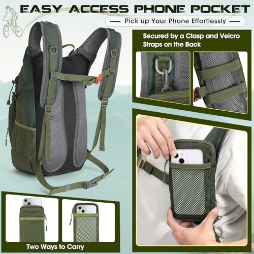 RAINSMORE Army Green 18L Hydration Backpack with 2L Bladder and Rain Cover-4