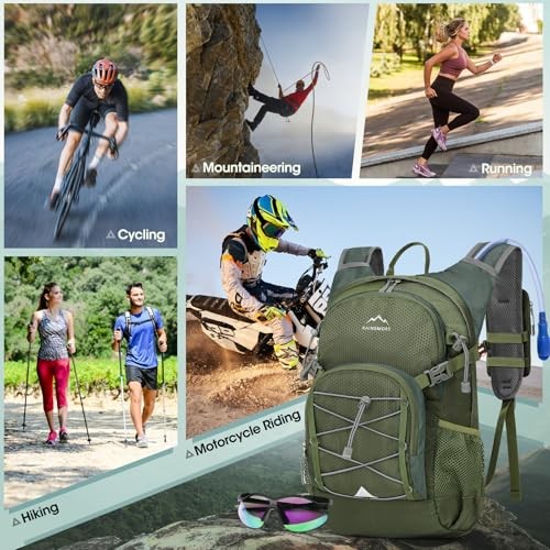 RAINSMORE Army Green 18L Hydration Backpack with 2L Bladder and Rain Cover-7