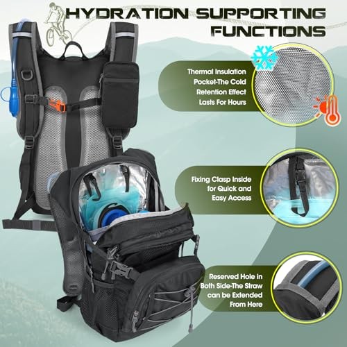 RAINSMORE Black 18L Hydration Backpack with 2L Bladder and Rain Cover-2