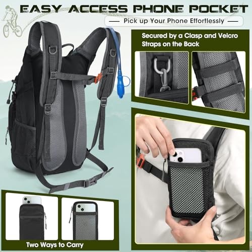 RAINSMORE Black 18L Hydration Backpack with 2L Bladder and Rain Cover-4