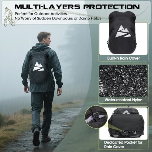 RAINSMORE Black 18L Hydration Backpack with 2L Bladder and Rain Cover-5