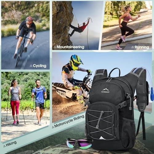 RAINSMORE Black 18L Hydration Backpack with 2L Bladder and Rain Cover-7