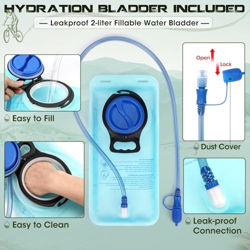RAINSMORE Grey 18L Hydration Backpack with 2L Bladder and Rain Cover-3