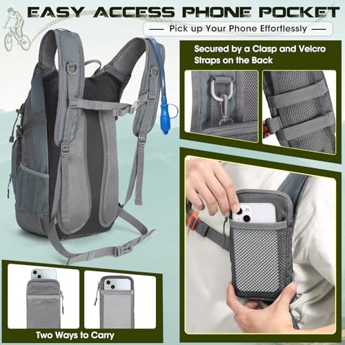 RAINSMORE Grey 18L Hydration Backpack with 2L Bladder and Rain Cover-4