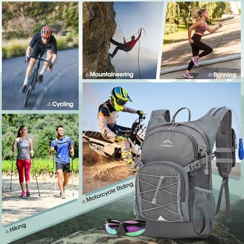 RAINSMORE Grey 18L Hydration Backpack with 2L Bladder and Rain Cover-7