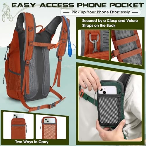 RAINSMORE 18L Hydration Backpack with 2L Bladder and Rain Cover-4