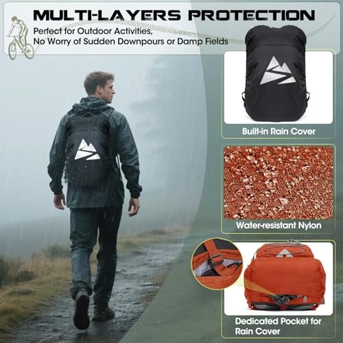 RAINSMORE 18L Hydration Backpack with 2L Bladder and Rain Cover-5