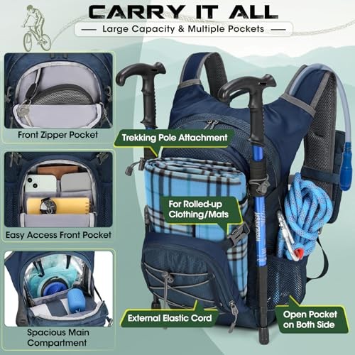 RAINSMORE Hydration Backpack, 18L with 2L Hydration Bladder and Rain Cover-1