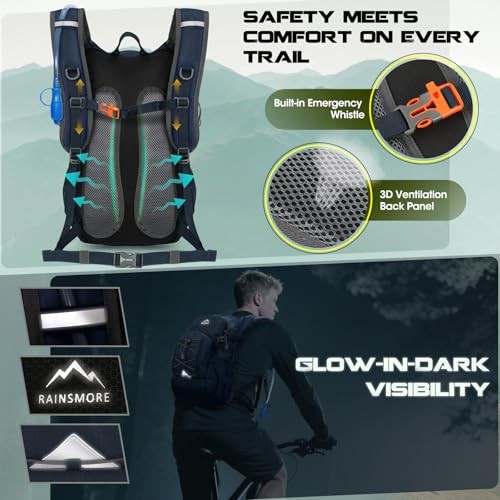 RAINSMORE Hydration Backpack, 18L with 2L Hydration Bladder and Rain Cover-6