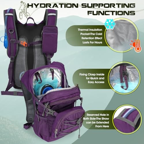 RAINSMORE Purple 18L Hydration Backpack with 2L Bladder and Rain Cover-2
