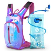 Nepest Rave Hydration Pack Backpack with 2L Bladder, Holographic Pink