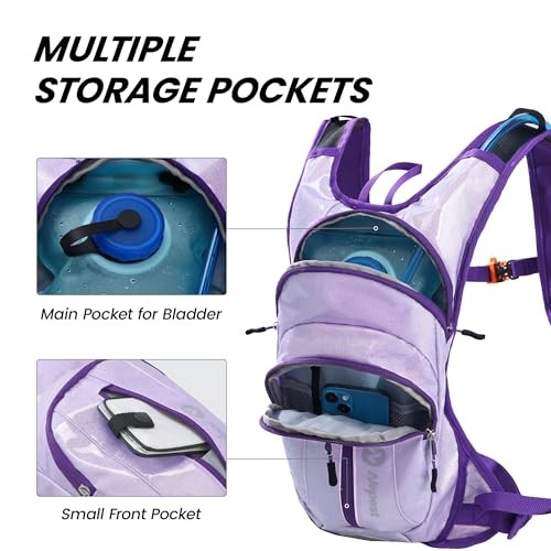 Nepest Rave Hydration Pack Backpack with 2L Bladder, Holographic Purple-1
