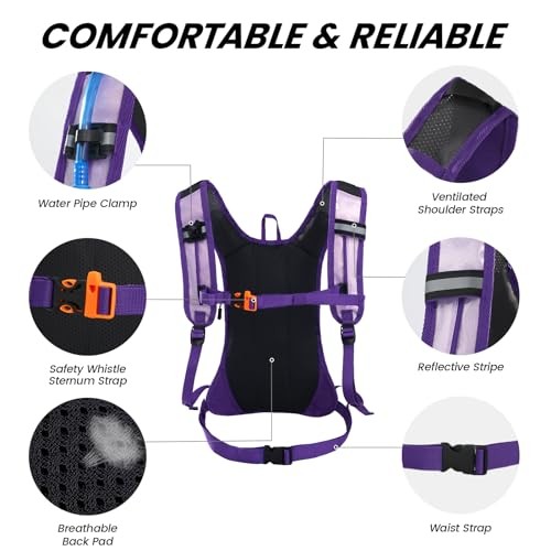 Nepest Rave Hydration Pack Backpack with 2L Bladder, Holographic Purple-2