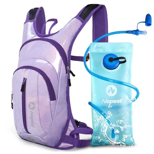 Nepest Rave Hydration Pack Backpack with 2L Bladder, Holographic Purple