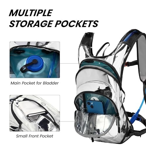 Nepest Rave Hydration Pack Backpack with 2L Water Bladder, Silver-1